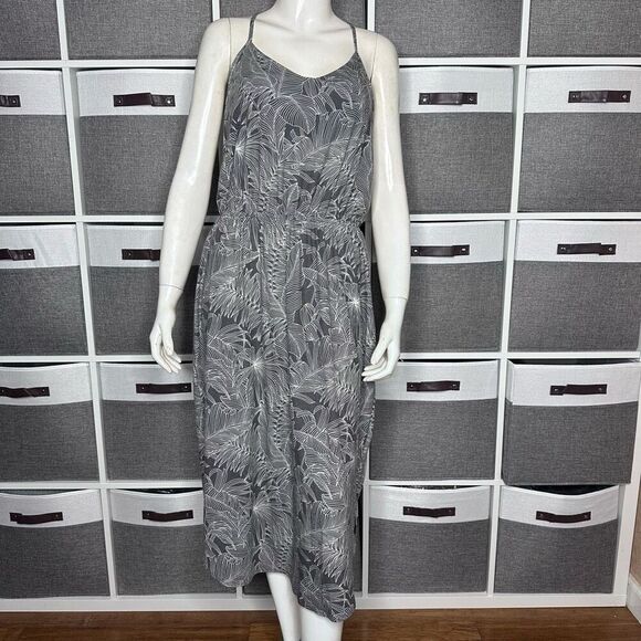 prAna WASHED BLACK FRONDS AYLA BUILT IN BRA V-NECK SPAGHETTI STRAP DRESS Size Me - Picture 2 of 9